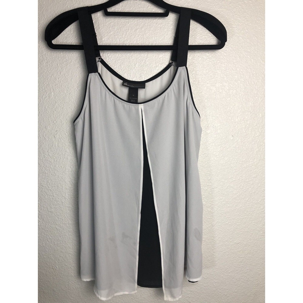 Lane Bryant Size 14 Black & White Sleeveless Pullover Tank Top Modern Buckles